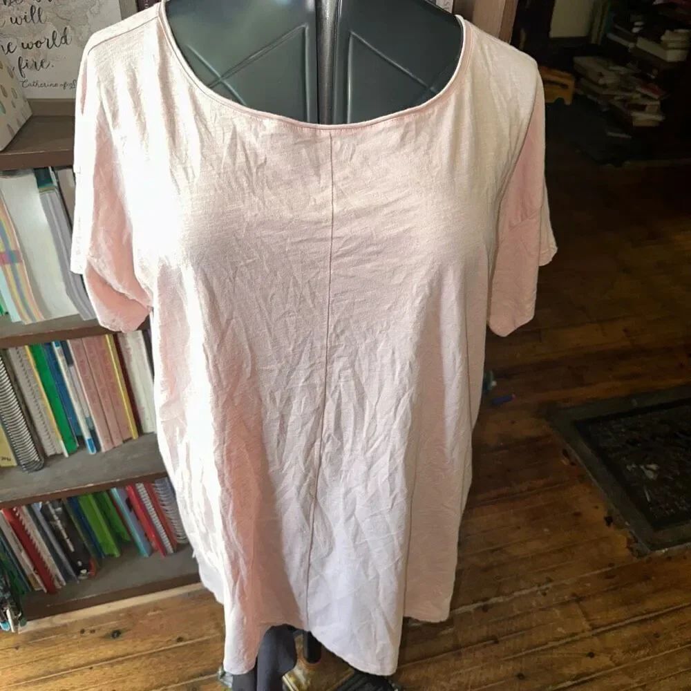 Eileen Fisher light pink luxe oversized flowy artsy L blouse